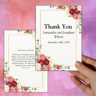 Goud Lijst Waterverf Bloemen Dank u kaart