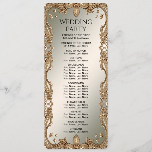 Goud  Lijst Wedding Programma Programmakaart (Achterkant)