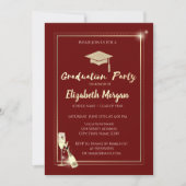 Goud Lijst Wijn Glitter Afstudeerder Pet Rood Kaart (Voorkant)