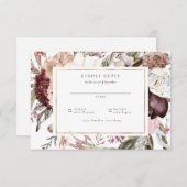 Goud Lijst Wildflower Bruiloft RSVP Antwoord (Voorkant / Achterkant)