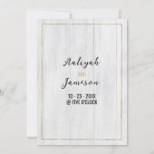 Goud lijst wit rustiek hout typografie Huwelijk Kaart (Achterkant)