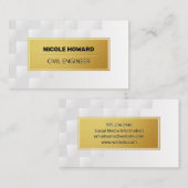 Goud Lijst | Witte geometrische vierkantjes Visitekaartje (Voorkant / Achterkant)