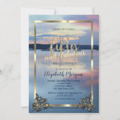 Goud Lijst Yacht Sunset 50ste Verjaardagsfeest Kaart (Voorkant)