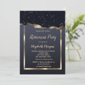 Goud Lijst, zwart Glitter Retirement Kaart (Staand voorkant)