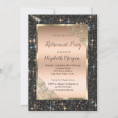 Goud Lijst Zwart Glitter Sparkle Pensioen Kaart (Voorkant)