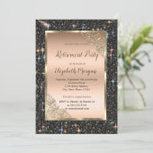 Goud Lijst Zwart Glitter Sparkle Pensioen Kaart (Staand voorkant)