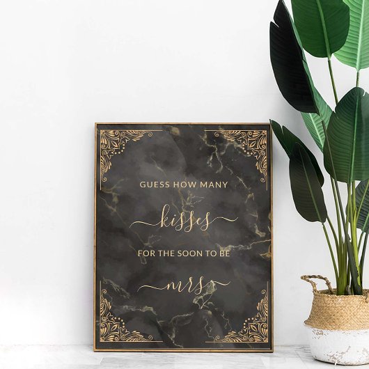 Goud Lijst zwart marmer hoeveel kussen spel Poster