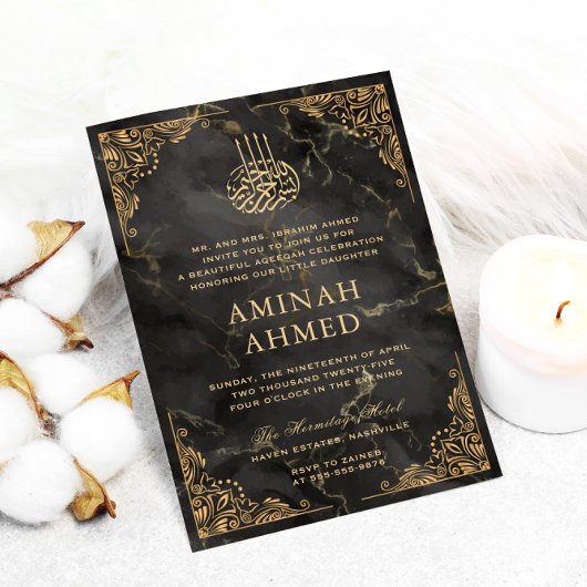 Goud Lijst Zwart Marmer Islamitisch Aqiqa Aqeeqa B Kaart