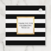 Goud Lijst Zwart Wit Strepen Monogram Bruiloft Bedankjes Labels (Achterkant)