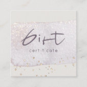 Goud Lila Logo-cadeaubon penseelpenseel Vierkante Visitekaartje (Voorkant)