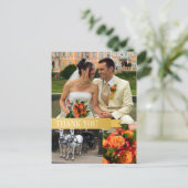 Goud lint 3 fotomontage bruiloft briefkaart (Staand voorkant)