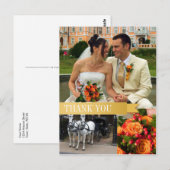 Goud lint 3 fotomontage bruiloft briefkaart (Voorkant / Achterkant)