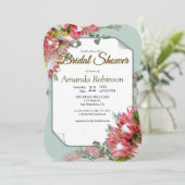 Goud lint en Fuchsia Protea Vrijgezellenfeest Kaart (Staand voorkant)