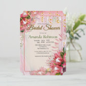 Goud lint en Fuchsia Protea Vrijgezellenfeest Kaart (Staand voorkant)