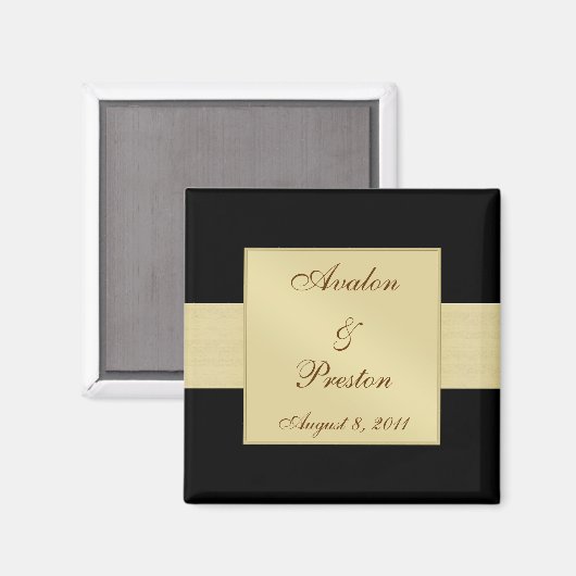 Goud lint zwart Save the Date magneet (Voorkant / Achterkant)