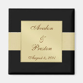 Goud lint zwart Save the Date magneet (Voorkant)