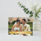 Goud lintje bruiloft foto aangepast dankzij notiti briefkaart (Staand voorkant)