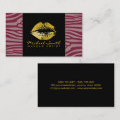 Goud Lips Makeup Artis Moderne Zebra Huid #3 Visitekaartje (Voorkant / Achterkant)