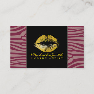 Goud Lips Makeup Artis Moderne Zebra Huid #3 Visitekaartje