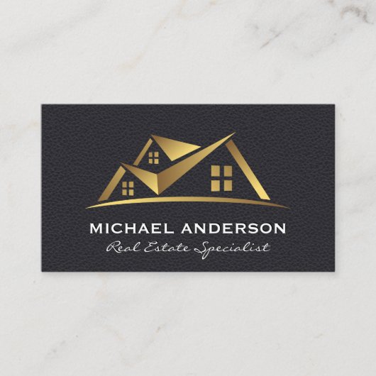 Goud Logo | Leder Visitekaartje (Voorkant)