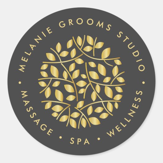 Goud logo | wellnessmassage yoga spa ronde sticker (Voorkant)