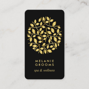 Goud logo Zwart wellnessmassageyoga Visitekaartje
