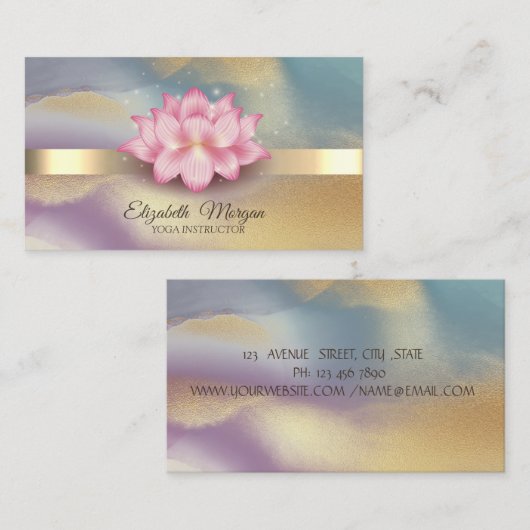 Goud, Lotus Kleurrijke Yoga Visitekaartje (Voorkant / Achterkant)