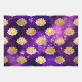 Goud Lotus op Paarse melkweg Inpakpapier Vel (Voorkant)