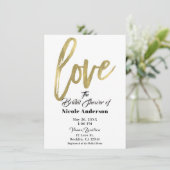 Goud LOVE Modern Brush Script Trouwdag Kaart (Staand voorkant)
