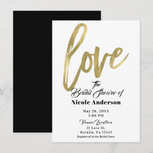 Goud LOVE Modern Brush Script Trouwdag Kaart