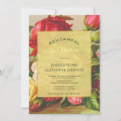 Goud luxe elegante  roos repetitie diner kaart (Voorkant)