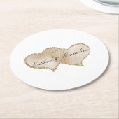 Goud Luxe Glitter Glitter Harten Bruiloft Ronde Kartonnen Onderzetter (Gebogen)