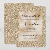 Goud Luxe Glitter Sweet 16 Kaart (Voorkant / Achterkant)