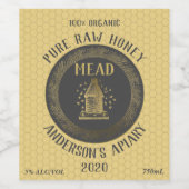 Goud luxe honingraatwijn van honingraathoning van  wijn etiket (Enkel label)