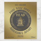 Goud luxe honingraatwijn van honingraathoning van  wijn etiket (Enkel label)