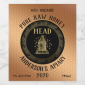 Goud luxe honingraatwijn van honingraathoning van  wijn etiket (Enkel label)