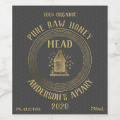 Goud luxe honingraatwijn van honingraathoning van  wijn etiket (Enkel label)