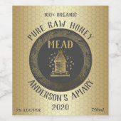 Goud luxe honingraatwijn van honingraathoning van wijn etiket (Enkel label)