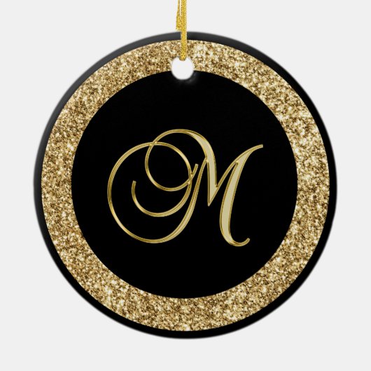 Goud M Monogram Keramisch Ornament (Achterkant)
