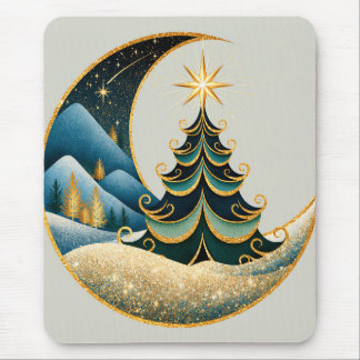 Goud Maanlicht Winter Kerst Wonderland Muismat