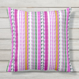 Goud, magenta, Blauwgroen stripes voor gebruik bui Buitenkussen