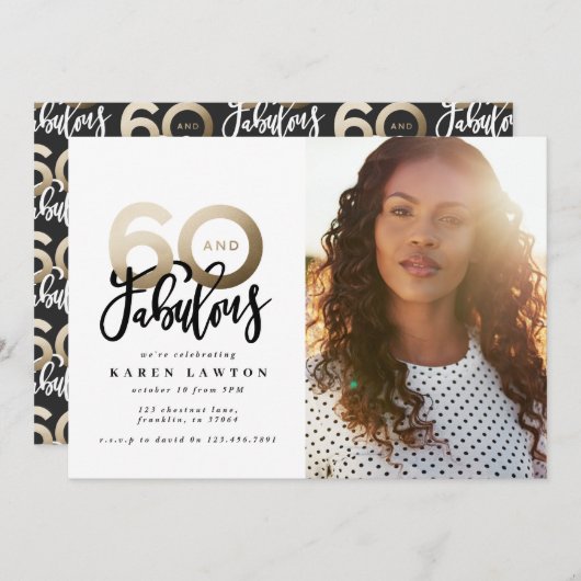 Goud maken 60 ziet er goed uit op uitnodiging om f (Voorkant / Achterkant)