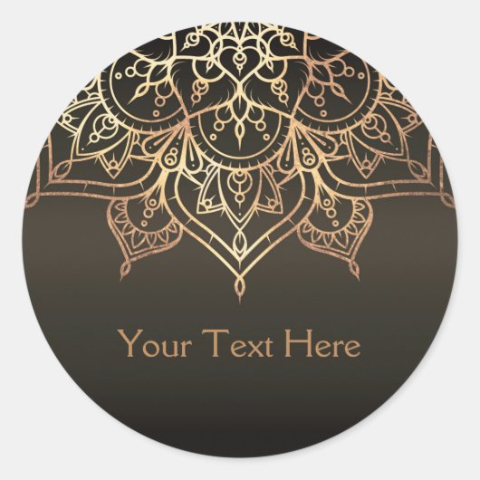 Goud Mandala aardeachtig bruin brons Moderne gunst Ronde Sticker (Voorkant)
