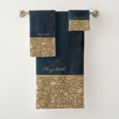 Goud Mandala, Glitter Marine Blauw Bad Handdoek (Insitu)