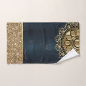 Goud Mandala, Glitter Marine Blauw Bad Handdoek (Handdoek)