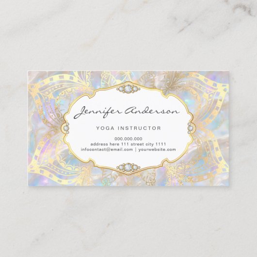 Goud Mandala iriserende holografische opaal uniek Visitekaartje (Achterkant)