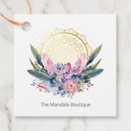 Goud Mandala Roze Kristallen Psychische Spirituele Bedankjes Labels