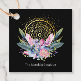 Goud Mandala Roze Kristallen Psychische Spirituele Bedankjes Labels