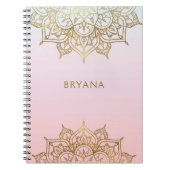 Goud Mandala Roze Perzik Chique Glamour Modern Gla Notitieboek (Voorkant)