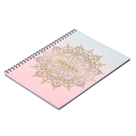 Goud Mandala Roze Perzik Chique Glamour Modern Gla Notitieboek (Linkerzijde)